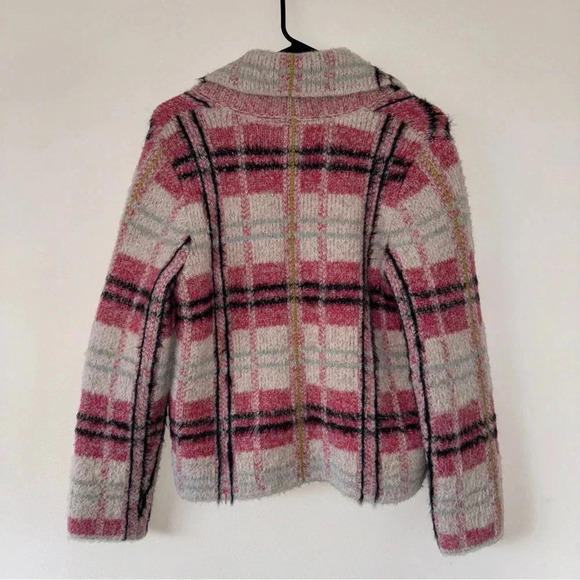 Anthropologie MAEVE Pink Plaid AURELIA SWEATER JACKET CARDIGAN XS - Picture 11 of 11